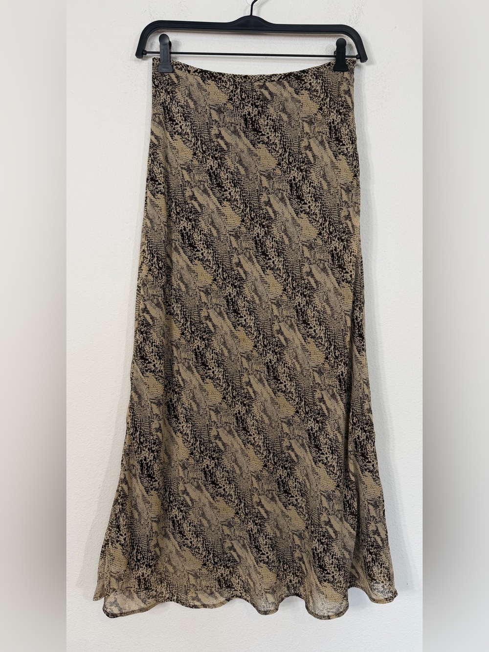Vintage Ann Taylor Silk Two Piece Skirt Set Brown Snakeskin Cami Midi Size 2/4 - Picture 10 of 16